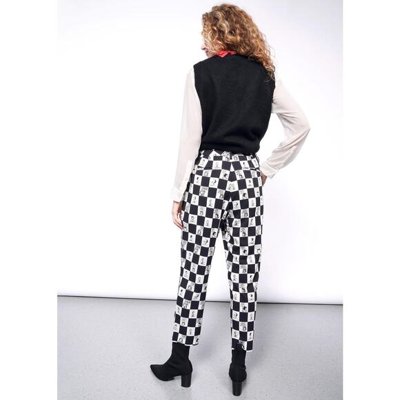 NWT LIMITED EDITION Peanuts X Wildfang Slim Crop Pant Peanuts Checkered Size 2 - Picture 3 of 11